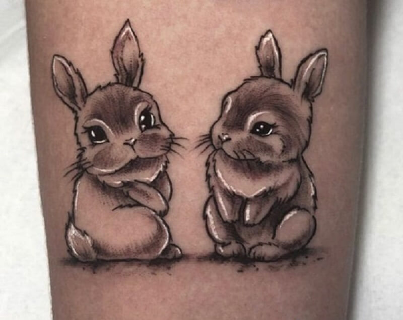 Hình xăm 2 con thỏ xinh