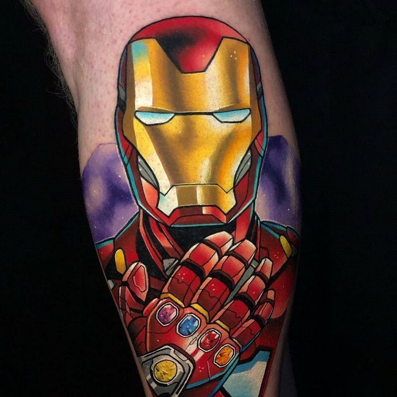 Hình xăm Iron Man độc đáo đầy màu sắc