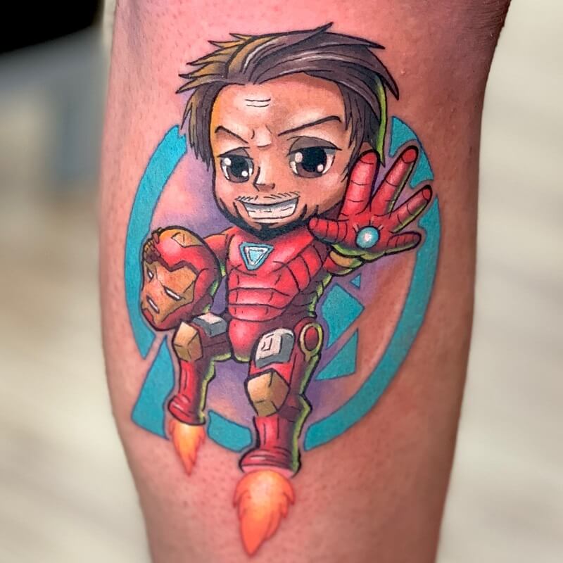 Hình xăm Iron man mini full body độc đáo