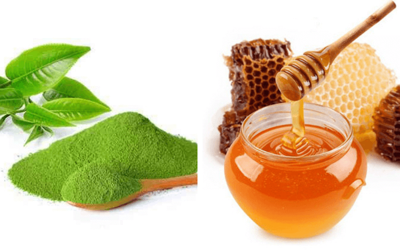Bột trà xanh kết hợp cùng mật ong trị mụn ẩn